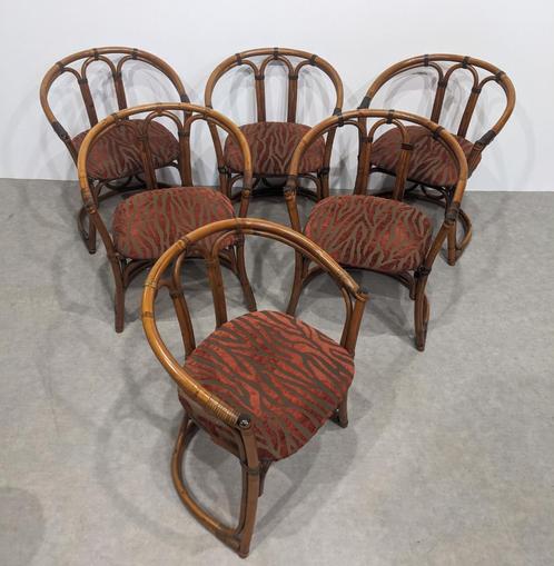 Prachtige vintage stoelen van bamboe, Huis en Inrichting, Stoelen, Rood, Ophalen