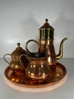 Vintage koperen koffie set op plateau, Antiek en Kunst, Verzenden