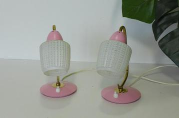 Paar Bedlampje Jaren 50 60 70 Vintage Tafellamp Retro Roze