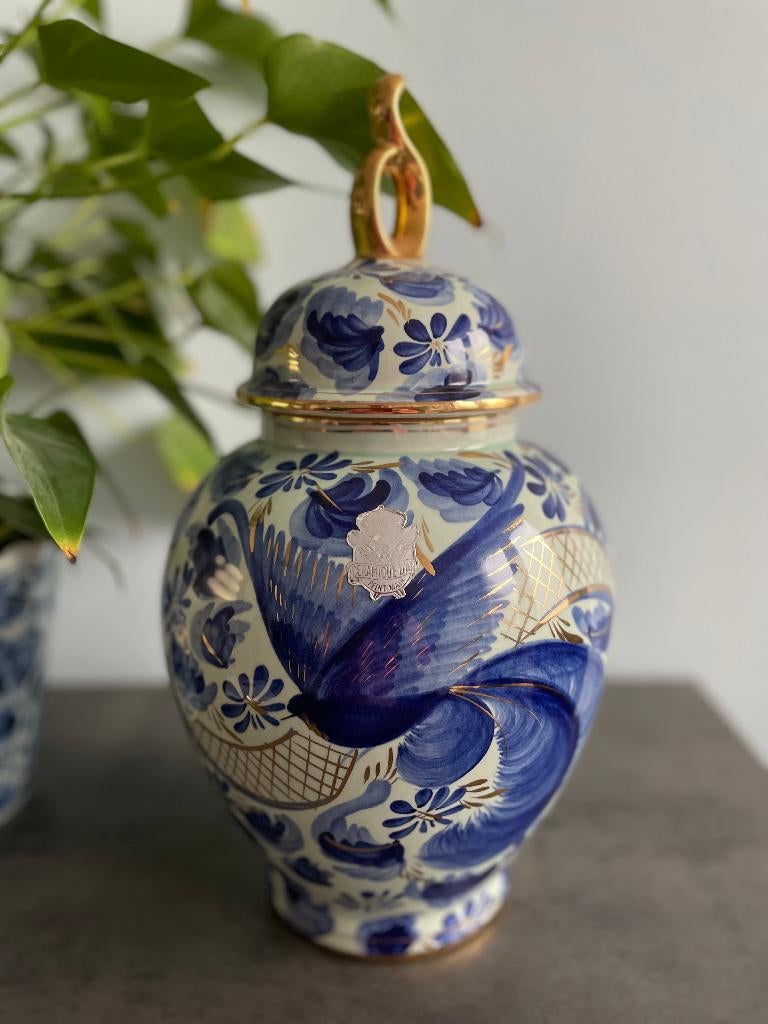 H. Bequet handgeschilderde vaas met deksel, Antiek en Kunst, Antiek | Vazen, Ophalen