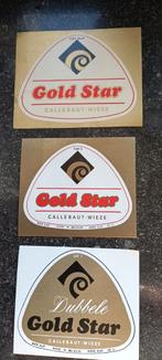 3 oude bieretiketten Gold Star oude br Callebaut Wieze, Collections, Marques de bière, Enlèvement ou Envoi