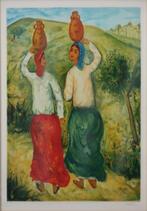 Lithografie Moshe Castel "Women at the Well", Antiek en Kunst, Ophalen