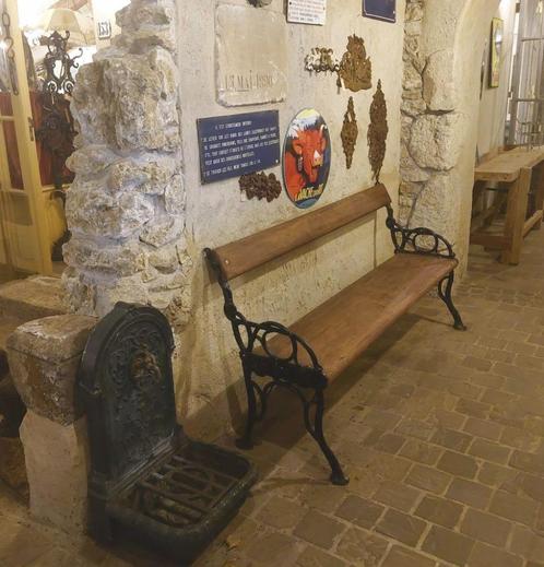 Oude tuinbank met oud gietijzeren onderstel, Antiek en Kunst, Curiosa en Brocante, Ophalen
