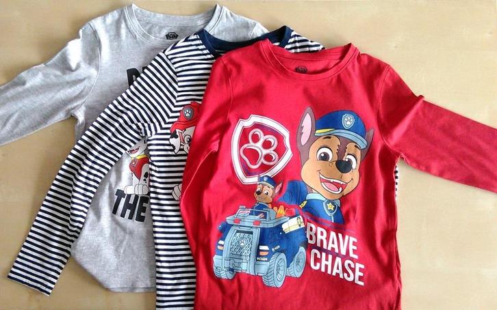 Set van 3 longsleeves Paw Patrol, maat 128, Kinderen en Baby's, Kinderkleding | Maat 128, Zo goed als nieuw, Jongen of Meisje