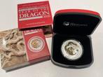 Pièce en argent avec dragon lunaire doré 2012 dans son étui, Enlèvement ou Envoi, Argent