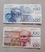 Belgische bankbiljetten 500Fr, 100Fr, Postzegels en Munten, Bankbiljetten | België, Verzenden, Setje