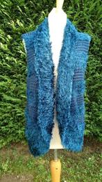 pluizig fluffy  mouwloos vest blauw (-groen) motief NIEUW, Nieuw, Blauw, Ophalen of Verzenden