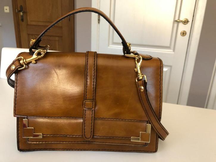 Vintage luxe handtas Innocenti & Gennai, Handtassen en Accessoires, Tassen | Damestassen, Gebruikt, Handtas, Bruin, Ophalen of Verzenden