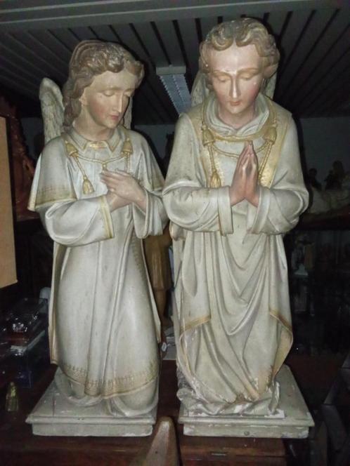 Neogotische houten engelen koppelengel, Antiek en Kunst, Antiek | Religieuze voorwerpen, Ophalen