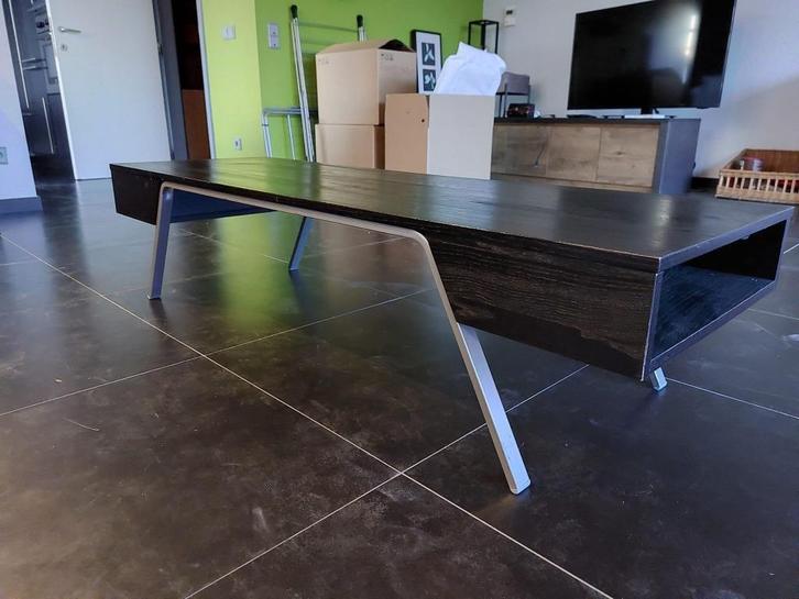 Massief houten salontafel – modern design, Huis en Inrichting, Tafels | Salontafels, Gebruikt, Minder dan 50 cm, 50 tot 100 cm