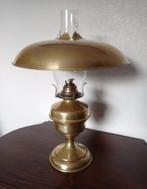 antieke koperen olielamp met glas en kap, Antiek en Kunst, Antiek | Verlichting, Ophalen of Verzenden
