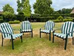 4 groene lichte tuinstoelen, Tuin en Terras, Ophalen, Gebruikt, Aluminium, Stapelbaar