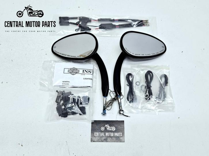 Zwarte spiegels met verlichting, Motoren, Onderdelen | Harley-Davidson, Gebruikt, Ophalen of Verzenden