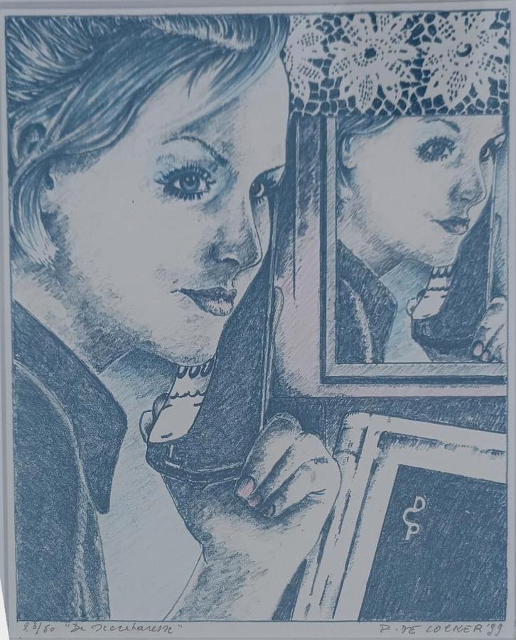 Paul De Cocker (1931-2020): De Secretaresse 23/50 (33x38cm), Antiek en Kunst, Kunst | Litho's en Zeefdrukken, Ophalen of Verzenden