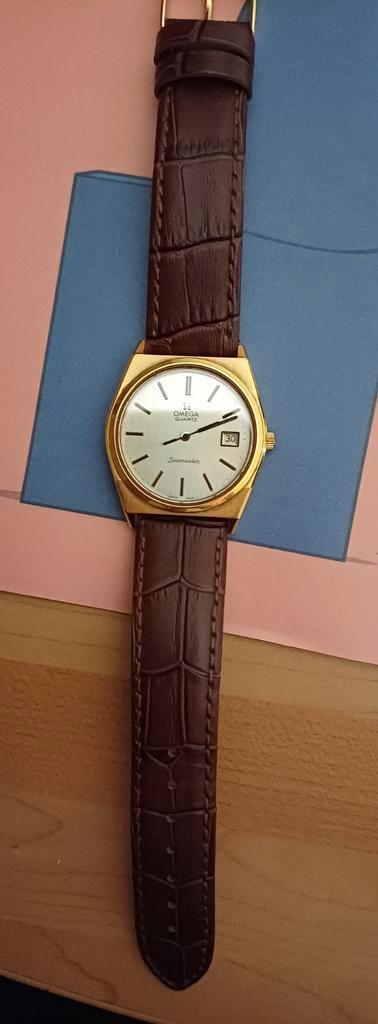 Omega, Seamaster, plaqué or, quartz, millésime 1975 1980,, Bijoux, Sacs & Beauté, Montres | Anciennes | Antiquités, Omega, Or