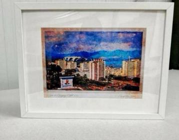 Uitzicht Pyongyang Noord-Korea A3 Aquarel in Lijst Art Kunst beschikbaar voor biedingen