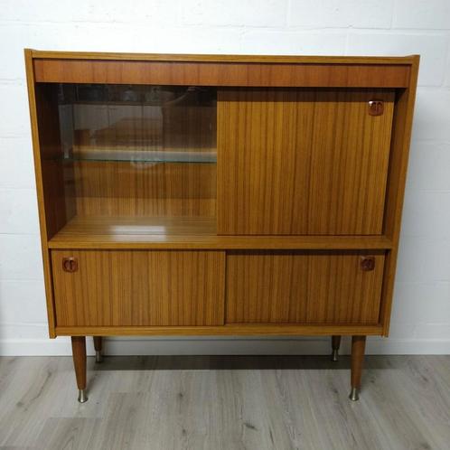 Vintage highboard barkast wandkast teak, Huis en Inrichting, Kasten | Vitrinekasten, Glas, Ophalen of Verzenden