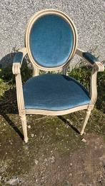 Mooie zetel armstoel fauteuil vintage blauw kasteelstoel, Antiek en Kunst, Ophalen of Verzenden