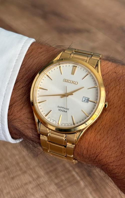 Seiko Sapphire 100M (Goudkleurig), Handtassen en Accessoires, Horloges | Heren, Zo goed als nieuw, Polshorloge, Seiko, Staal, Staal
