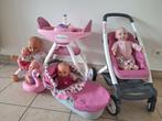 buggy met draagmand, eetstoel en 5 poppen zoeken nieuwe mama, Kinderen en Baby's, Ophalen of Verzenden, Zo goed als nieuw, Babypop