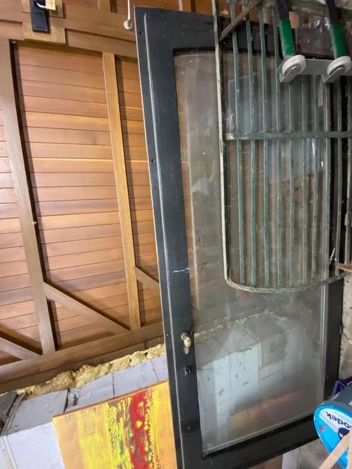 Voordeur of terrasdeur in massief hardhout met dubbel glas, Doe-het-zelf en Bouw, Deuren en Vliegenramen, Zo goed als nieuw, Buitendeur