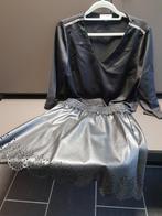 Lederlookrok vero moda  en bloesje bel&bo, Zwart, Zo goed als nieuw, Boven de knie, Ophalen