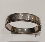 Vintage zilveren gegraveerde bloemenarmband, Ophalen of Verzenden, Zilver, Armband