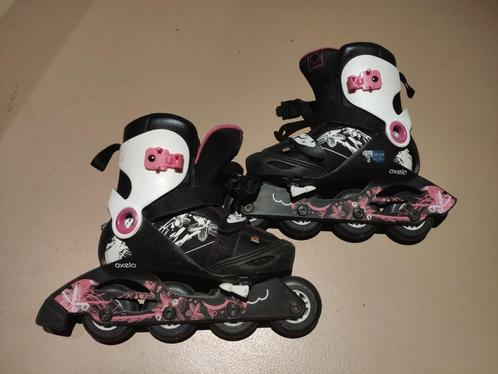 Zwart roze skeelers inline skates roller rolschaatsen 32 34, Sports & Fitness, Patins à roulettes alignées, Utilisé, Rollers 4 roues en ligne