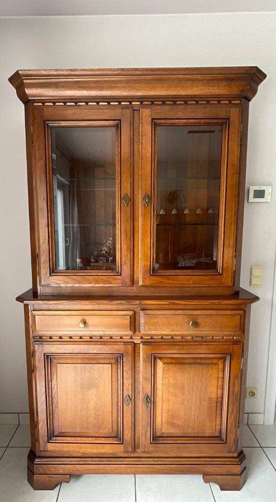 Eiken vitrinekast, Huis en Inrichting, Kasten | Vitrinekasten, Gebruikt, 200 cm of meer, 100 tot 150 cm, 50 tot 75 cm, Met lade(s)