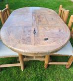 Rustieke, massief houten set, Tuin en Terras, Ophalen, 4 zitplaatsen, Gebruikt, Hardhout