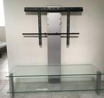 Meuble TV acier / verre + support tv robuste, Ophalen, Zo goed als nieuw, Glas