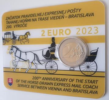 Coincard Slovakia 2 euros 2023 transport postal express (rar, Envoi, Slovaquie, 2 euros