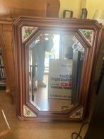 Spiegel met houten omranding +  houten tablette, Ophalen, Zo goed als nieuw