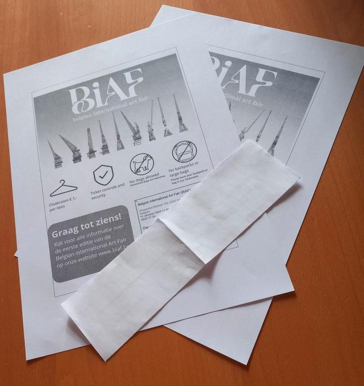2x ticket vrd prijs van 1 BIAF kunstbeurs A'werpen 11/12 okt, Tickets en Kaartjes, Beurzen, Twee personen, Oktober