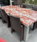Table en marbre sur roulettes avec structure en acier sur ro, Comme neuf, 100 à 150 cm, Rectangulaire, Enlèvement