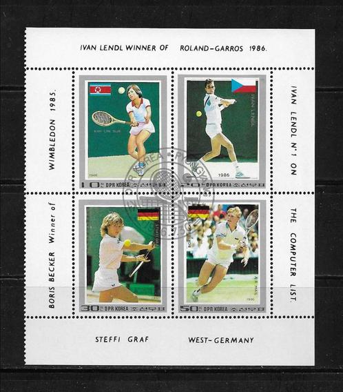 DPR Korea 1986 - Tennis - Postfris met Stempel - Lot Nr. 853, Timbres & Monnaies, Timbres | Timbres thématiques, Affranchi, Sport