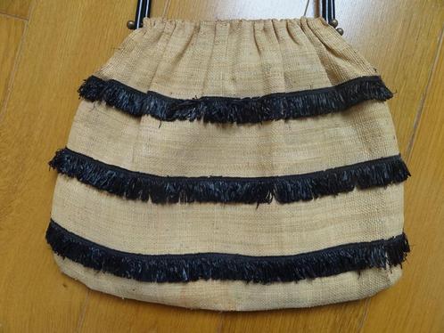 prachtige vintage tas in natuurvezels, raffia, breed 35 cm, Handtassen en Accessoires, Tassen | Damestassen, Gebruikt, Overige typen
