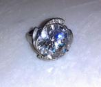 cocktailring vintage zilver met grote witte diamant '80, Bijoux, Sacs & Beauté, Bagues, Neuf, 18 à 19, Argent, Envoi