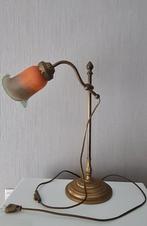 Lampe de bureau en Laiton., Maison & Meubles, Comme neuf, Enlèvement ou Envoi, Verre