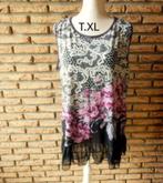 (68)- tunique femme t.42 noire et rose - amy vermont -, Kleding | Dames, Jurken, Maat 42/44 (L), Ophalen of Verzenden, Roze, Boven de knie