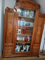 Bibliothèque Art Nouveau  vitrine en noyer., Maison & Meubles, Art Nouveau, 25 à 50 cm, 150 à 200 cm, Enlèvement