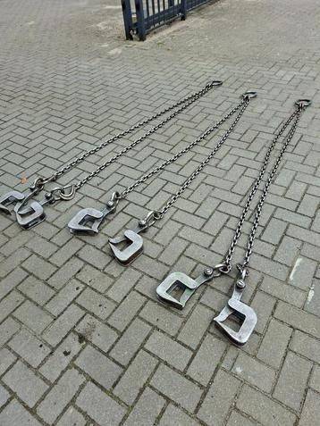 2 sprong ketting met horizontale platenklem 2,50 m lang, Enlèvement, Utilisé