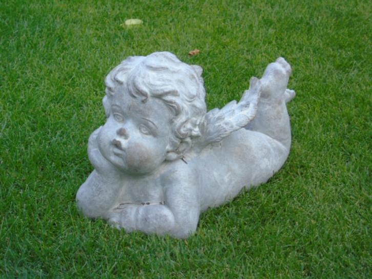 ange coucher en pierre reconstituée patinée, Jardin & Terrasse, Statues de jardin, Neuf, Ange, Pierre, Enlèvement