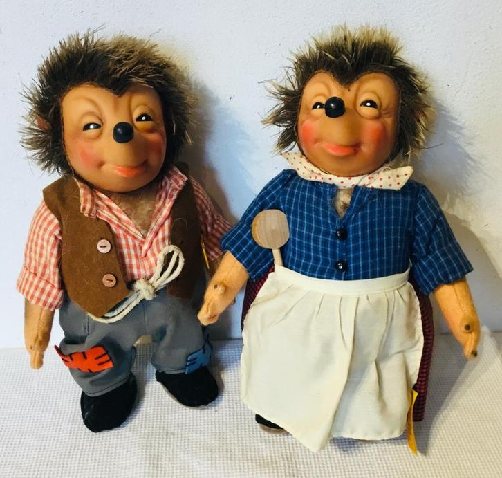 Steiff Egels poppen Mecki en Micki 28 cm, Antiek en Kunst, Antiek | Speelgoed, Verzenden