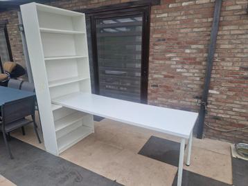 Bureau 2mt + bibliothèque, Enlèvement, Utilisé, Bureau