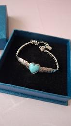 Armband met vleugels en hart, Handtassen en Accessoires, Armbanden, Ophalen of Verzenden, Nieuw, Overige kleuren, Zilver
