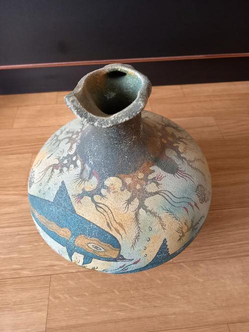 GRIEKSE KARAF MET VISSEN GEDECOREERD, Antiek en Kunst, Curiosa en Brocante, Ophalen of Verzenden