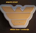 BLIKKEN DOOS +ARMBANDJE VAN ARMANI, Ophalen of Verzenden, Zo goed als nieuw