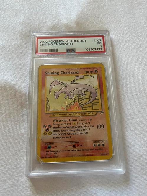Shining charizard psa 1, Hobby en Vrije tijd, Verzamelkaartspellen | Pokémon, Zo goed als nieuw, Ophalen of Verzenden