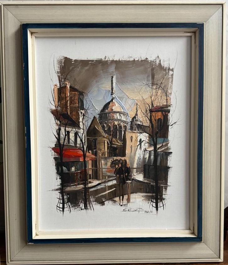 "Basilique du Sacré-Cœur de Montmartre" Parijs 1980, Antiek en Kunst, Kunst | Schilderijen | Klassiek, Ophalen of Verzenden